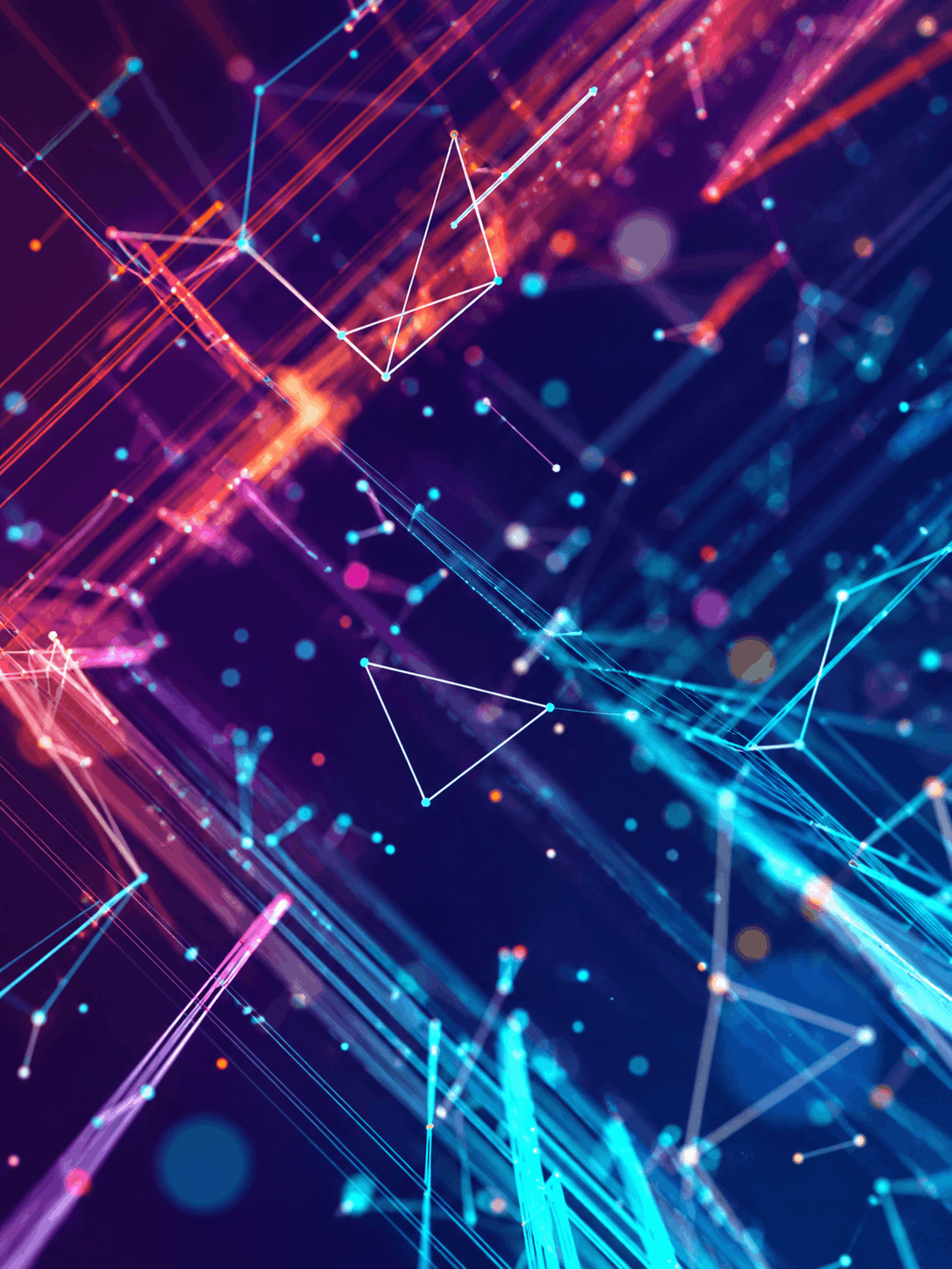 Representação abstrata de conexões tecnológicas em fibra óptica